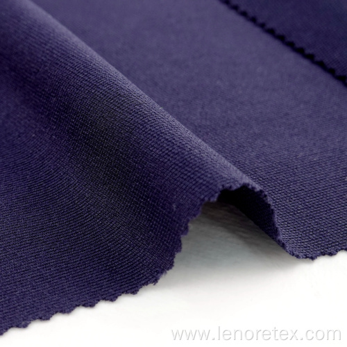 Blue DTY Polyester Spandex Knit Ribbed Recycled Fabric